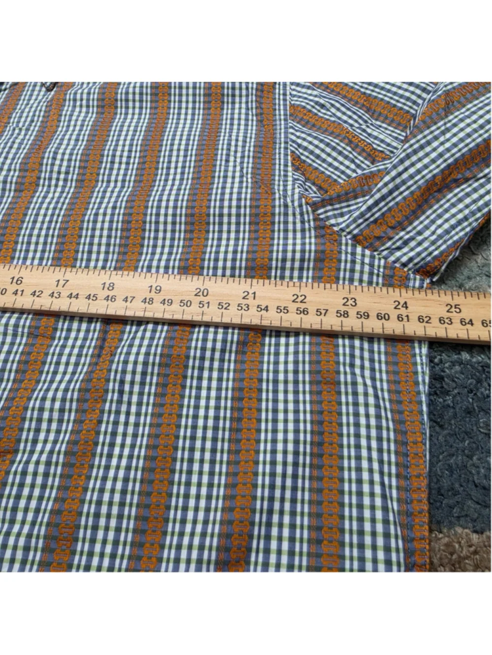 Robert Graham Style Mens XL Flip Cuff Shirt Embroidered Check Button Down